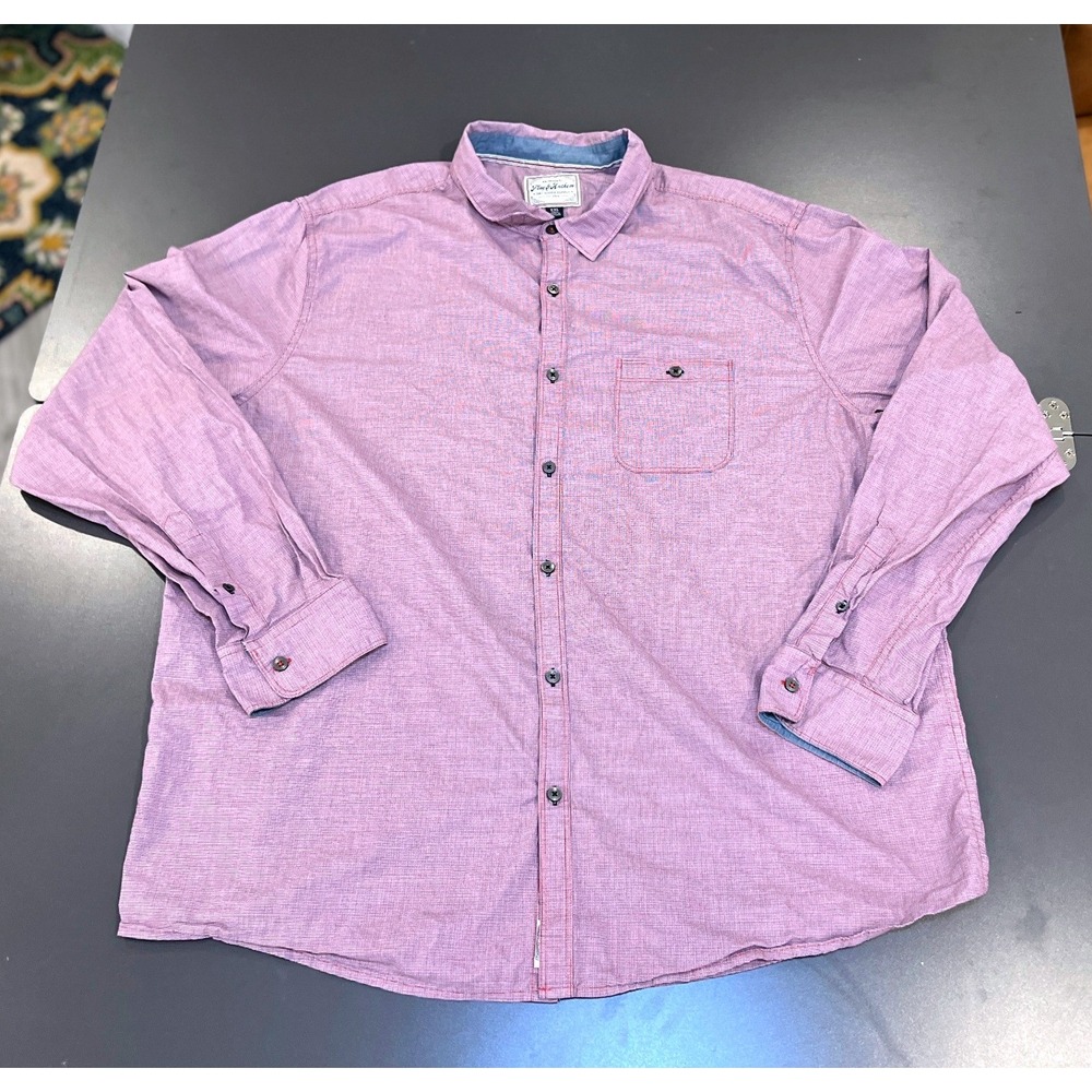 Flag & Anthem Button Down Shirt Mens XXL Tall Burgundy Excellent Long Sleeve